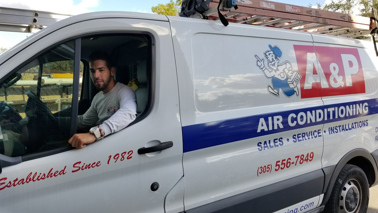 A&P Air Conditioning truck on the road