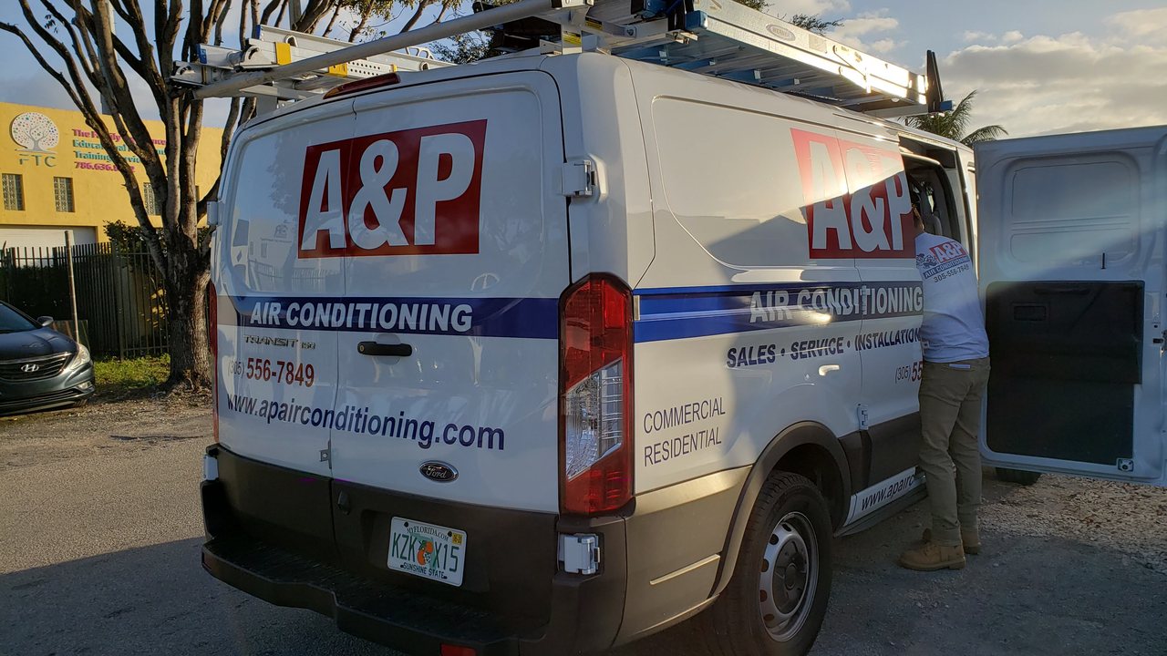 A&P Air Conditioning truck on the road