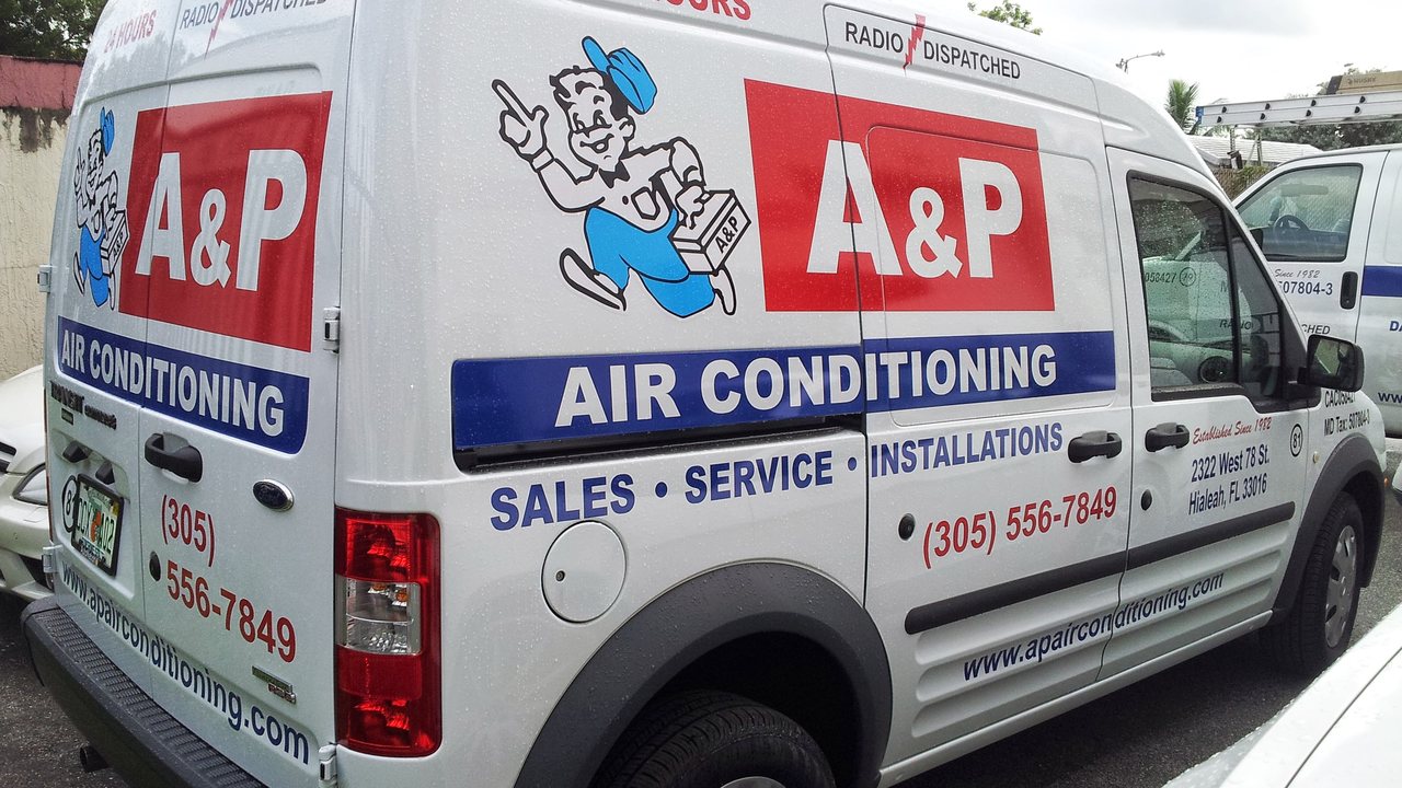 A&P Air Conditioning truck on the road