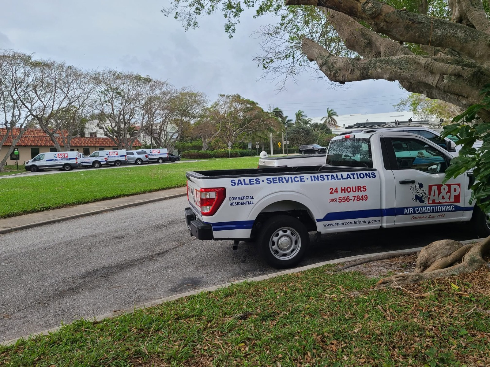 A&P Air Conditioning service truck and fleet vans in South Florida