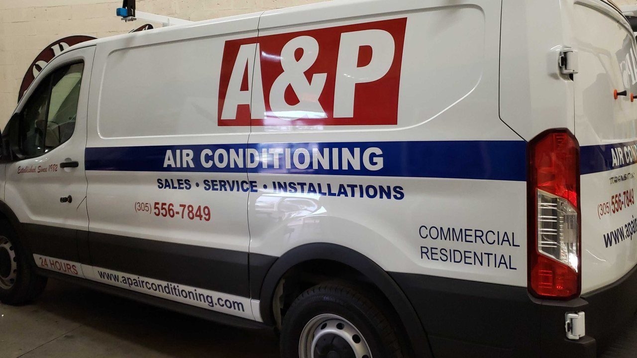 A&P Air Conditioning commercial and residential service van in South Florida
