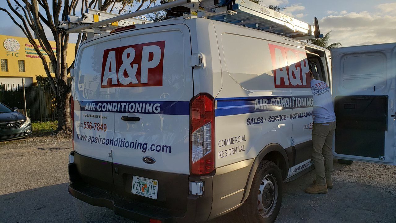 A&P Air Conditioning service van out on a call in South Florida