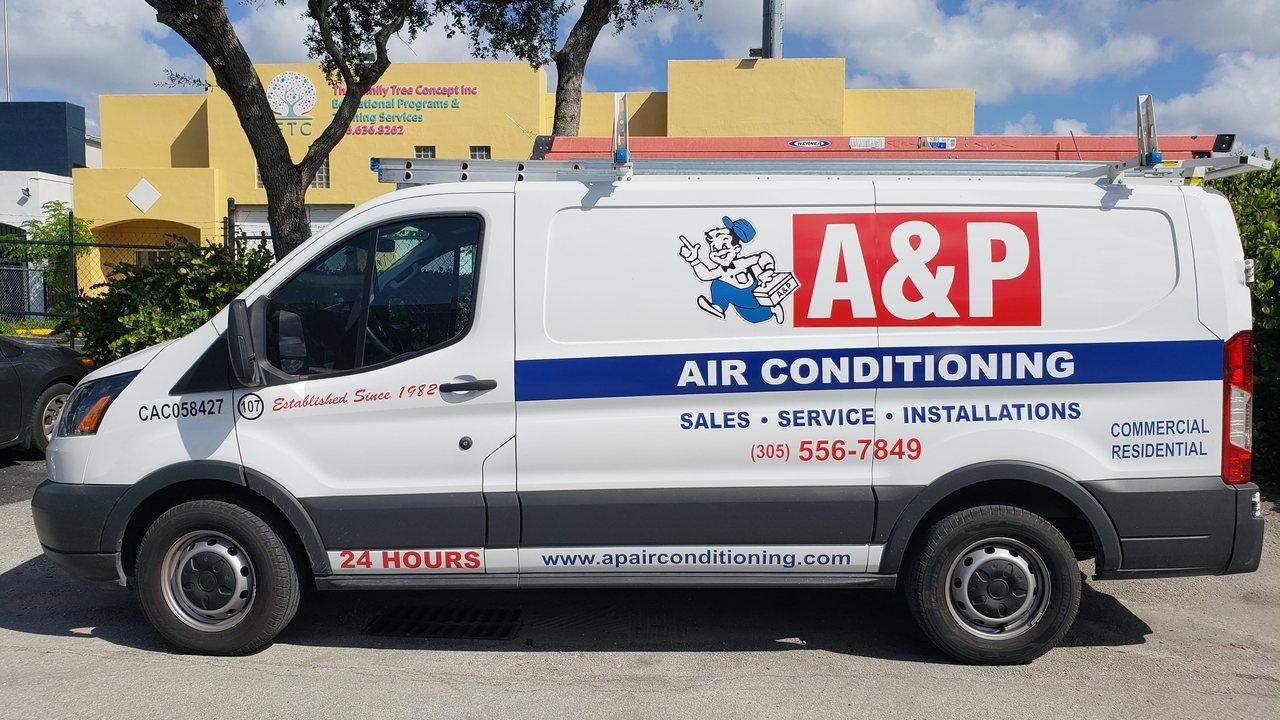 A&P Air Conditioning Transit van serving South Florida since 1982